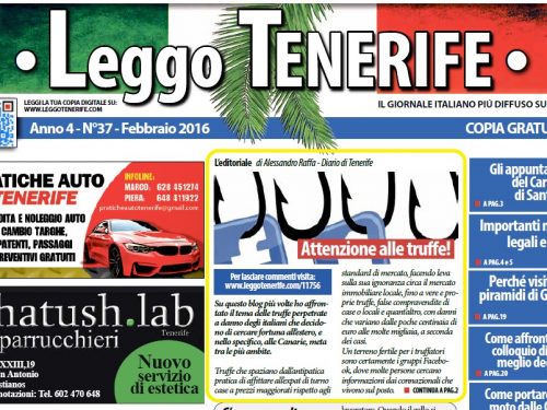 Articolo su “truffe e falsi amici” in prima pagina su “Leggo Tenerife” di Febbraio!