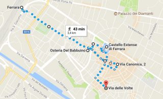 Mappa itinerario Ferrara